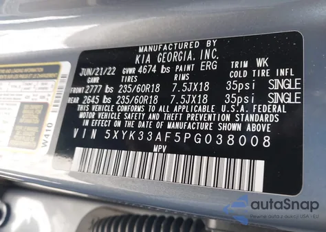 2023 Kia Sportage Ex z USA, uszkodzony, nr VIN 5XYK33AF5PG038008